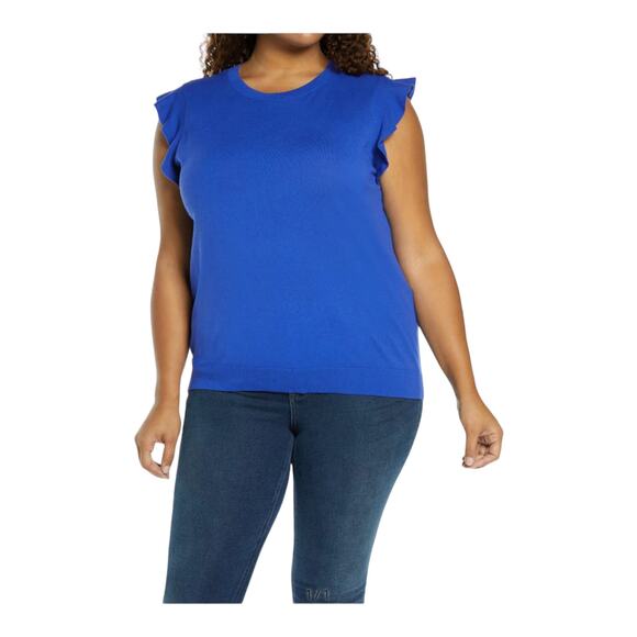 Halogen Sweater flutter sleeve blue size 4X - Picture 1 of 5